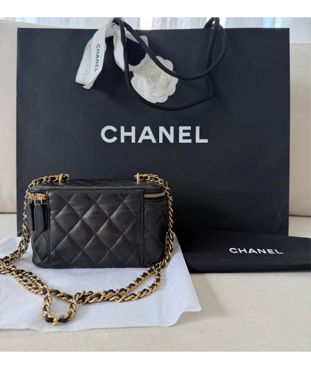 CHANEL Черная кожаная сумка через плечо, фото 6