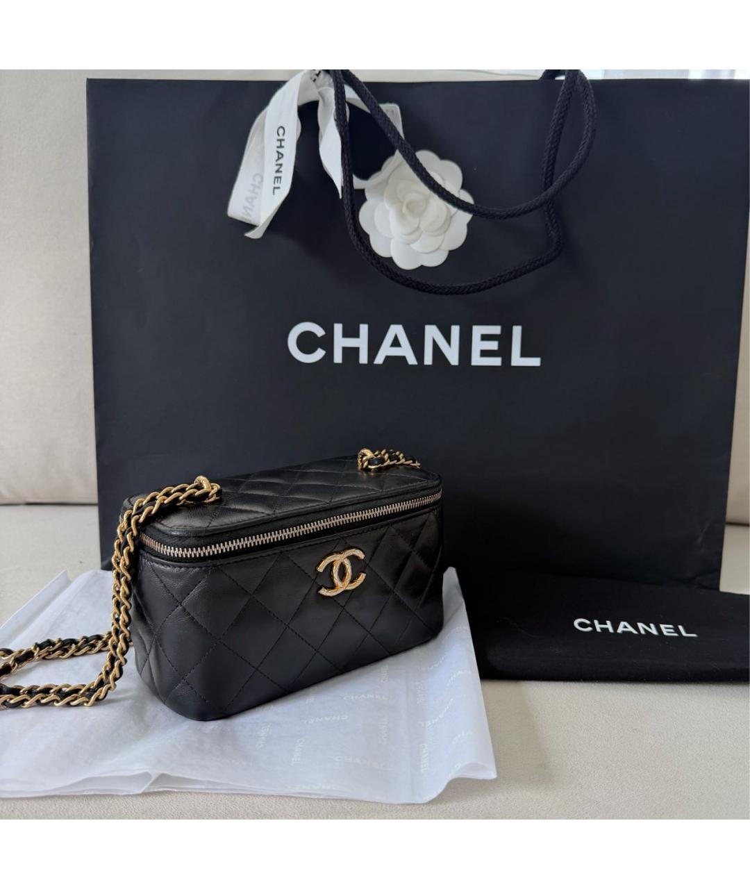 CHANEL Черная кожаная сумка через плечо, фото 4