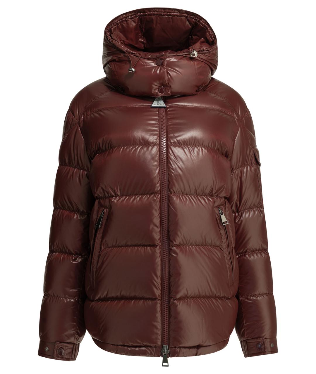 MONCLER Бордовый полиамидовый пуховик, фото 1