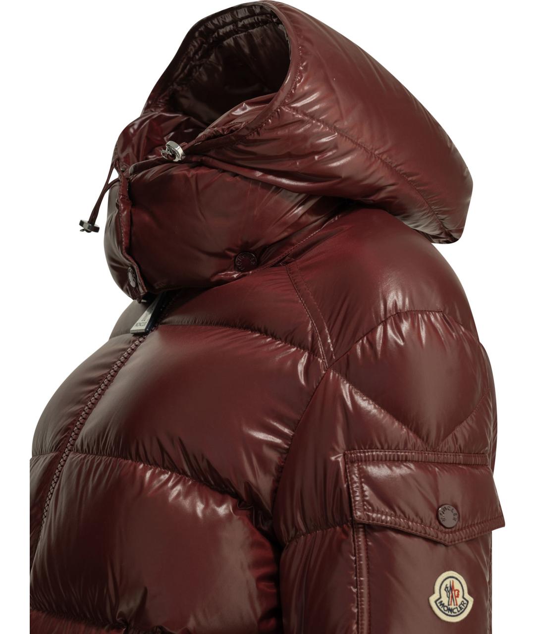 MONCLER Бордовый полиамидовый пуховик, фото 3