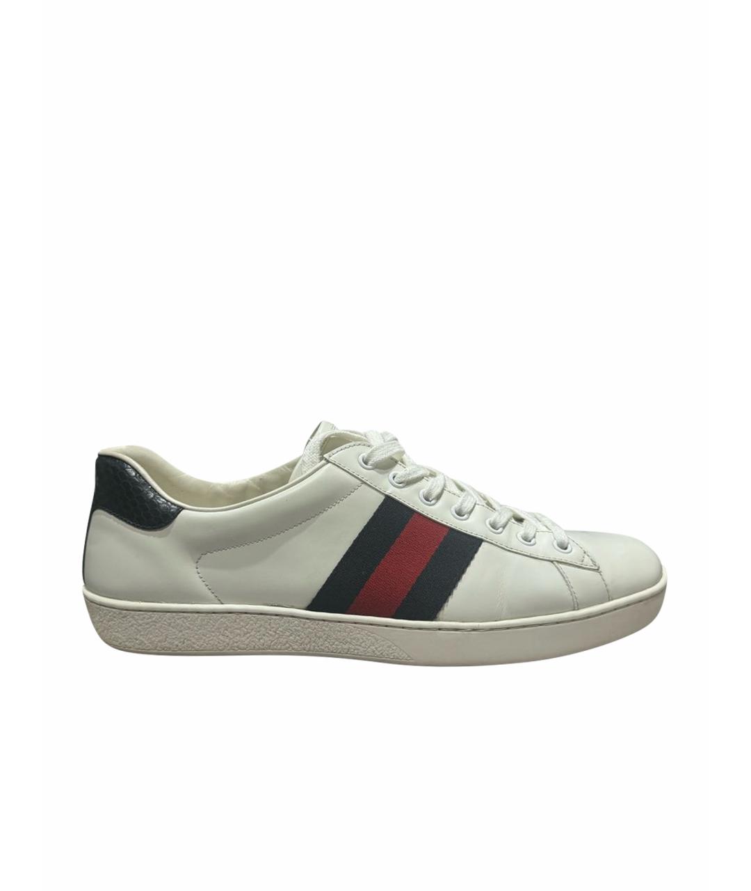 GUCCI Белые кожаные низкие кроссовки / кеды, фото 1