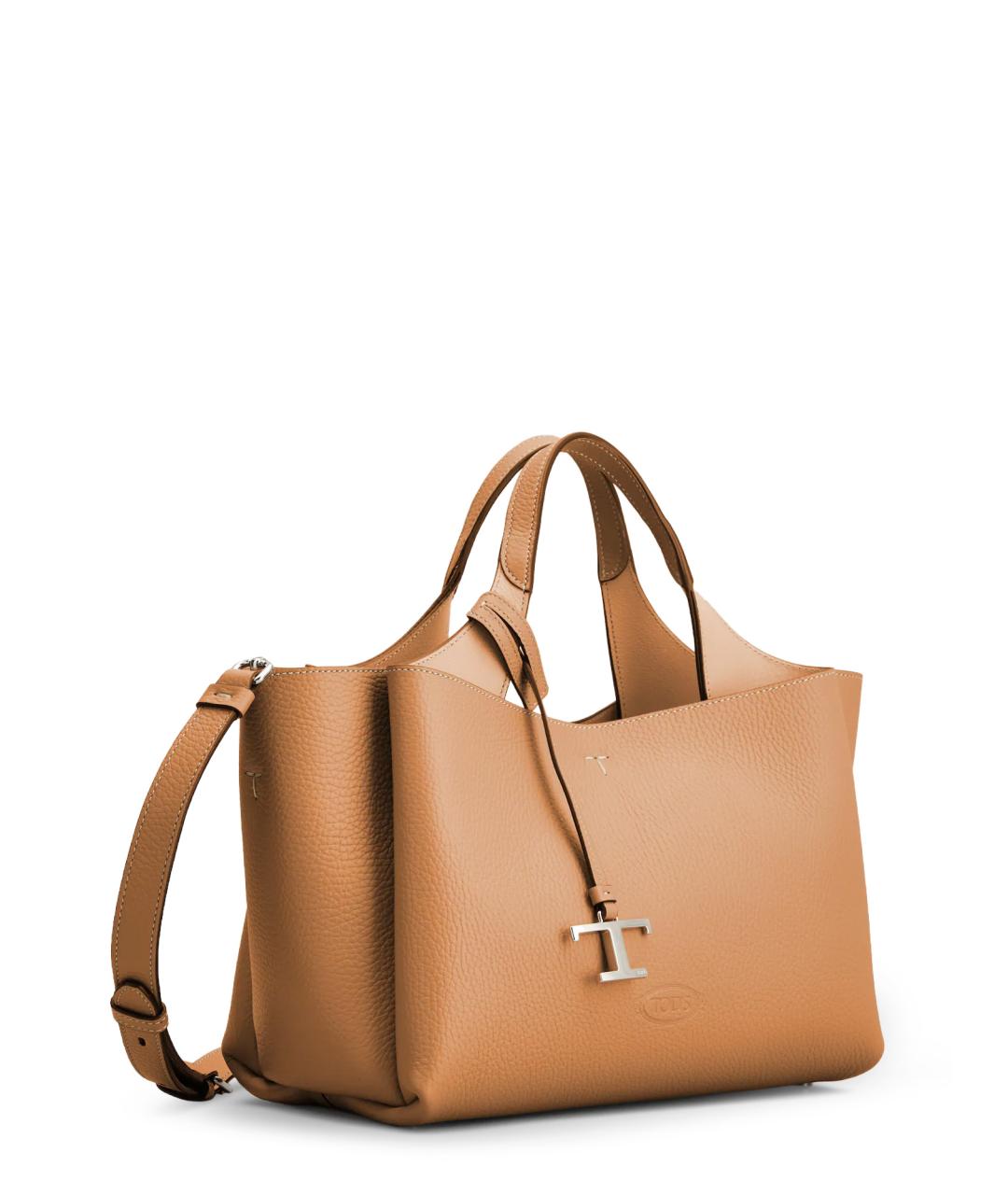 TOD'S Бежевая кожаная сумка тоут, фото 3