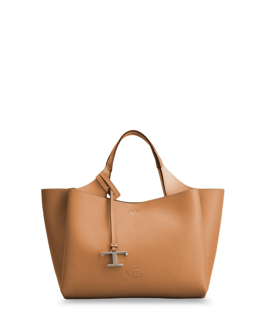 TOD'S Бежевая кожаная сумка тоут, фото 1