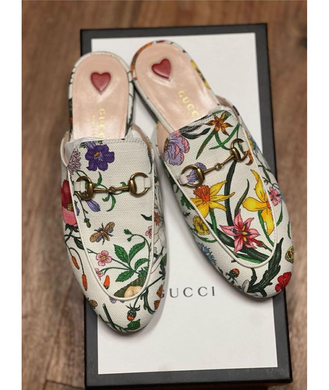 GUCCI Белые кожаные мюли, фото 4