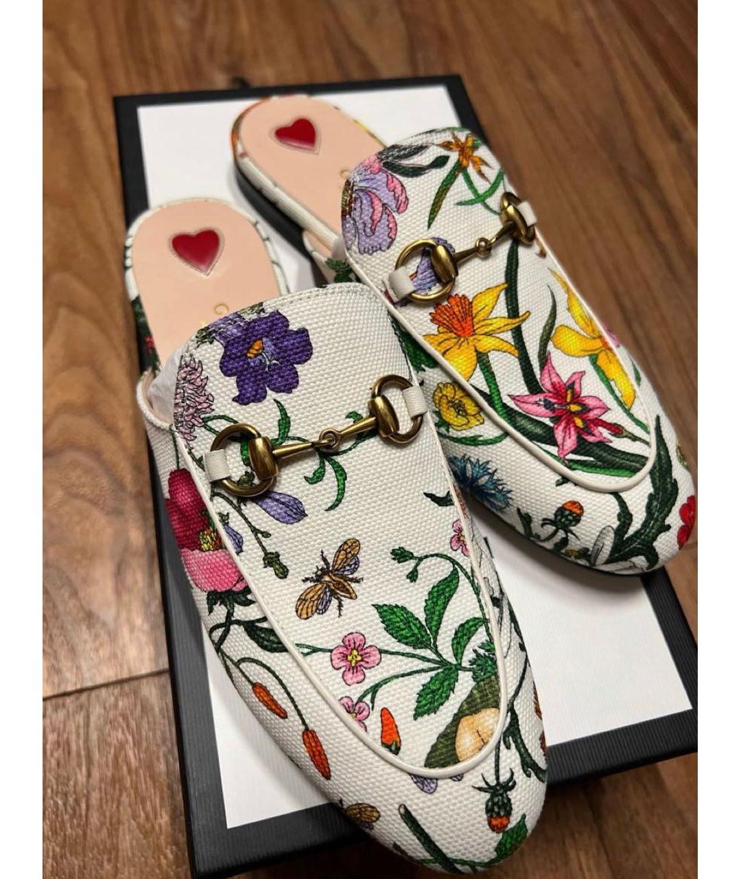 GUCCI Белые кожаные мюли, фото 2