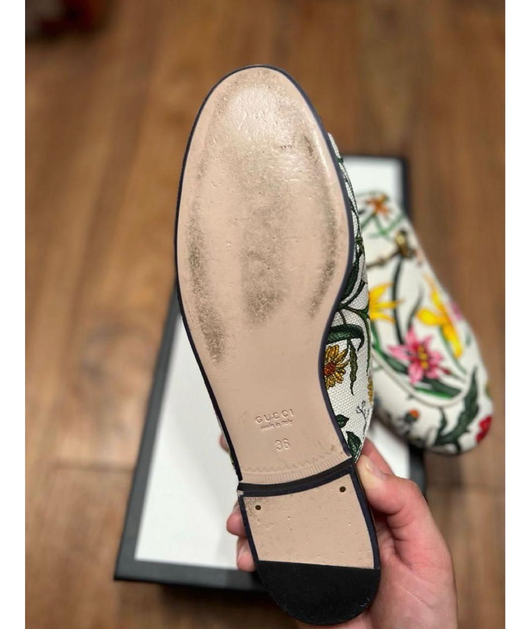 GUCCI Белые кожаные мюли, фото 3