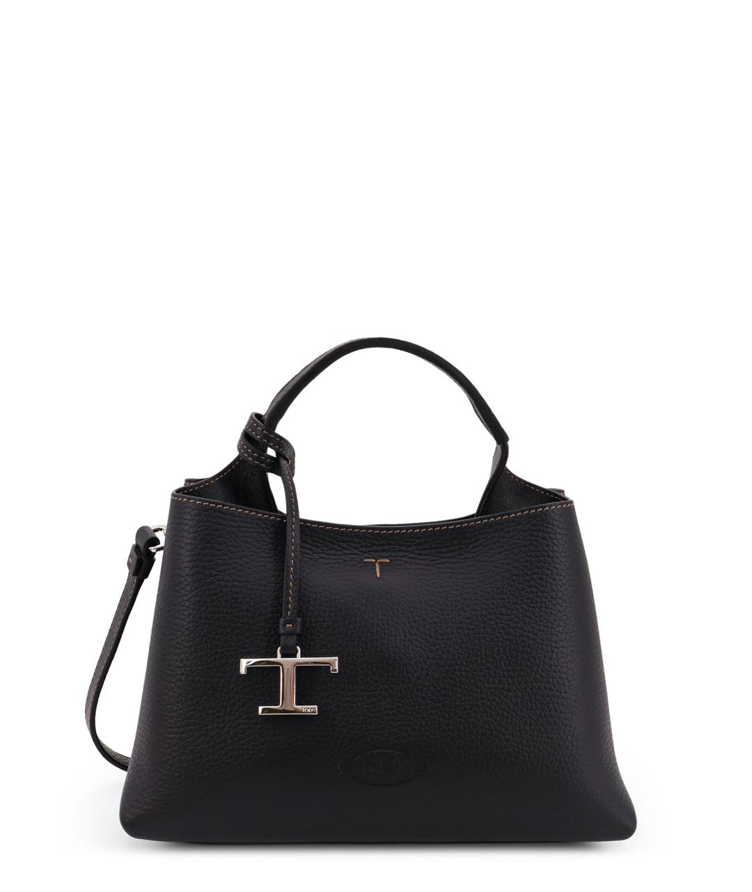 TOD'S Черная кожаная сумка тоут, фото 1