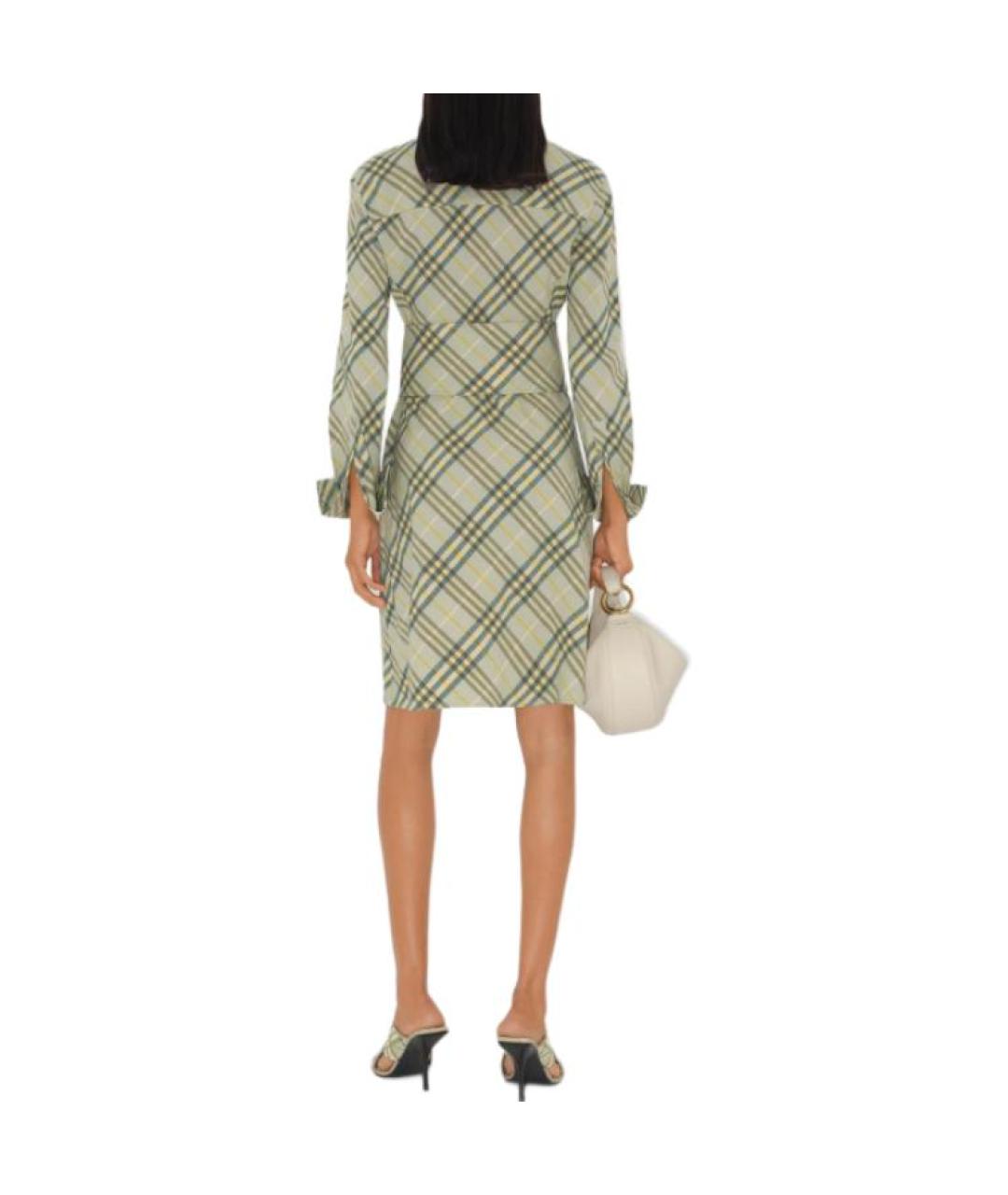 BURBERRY Зеленое льняное повседневное платье, фото 3