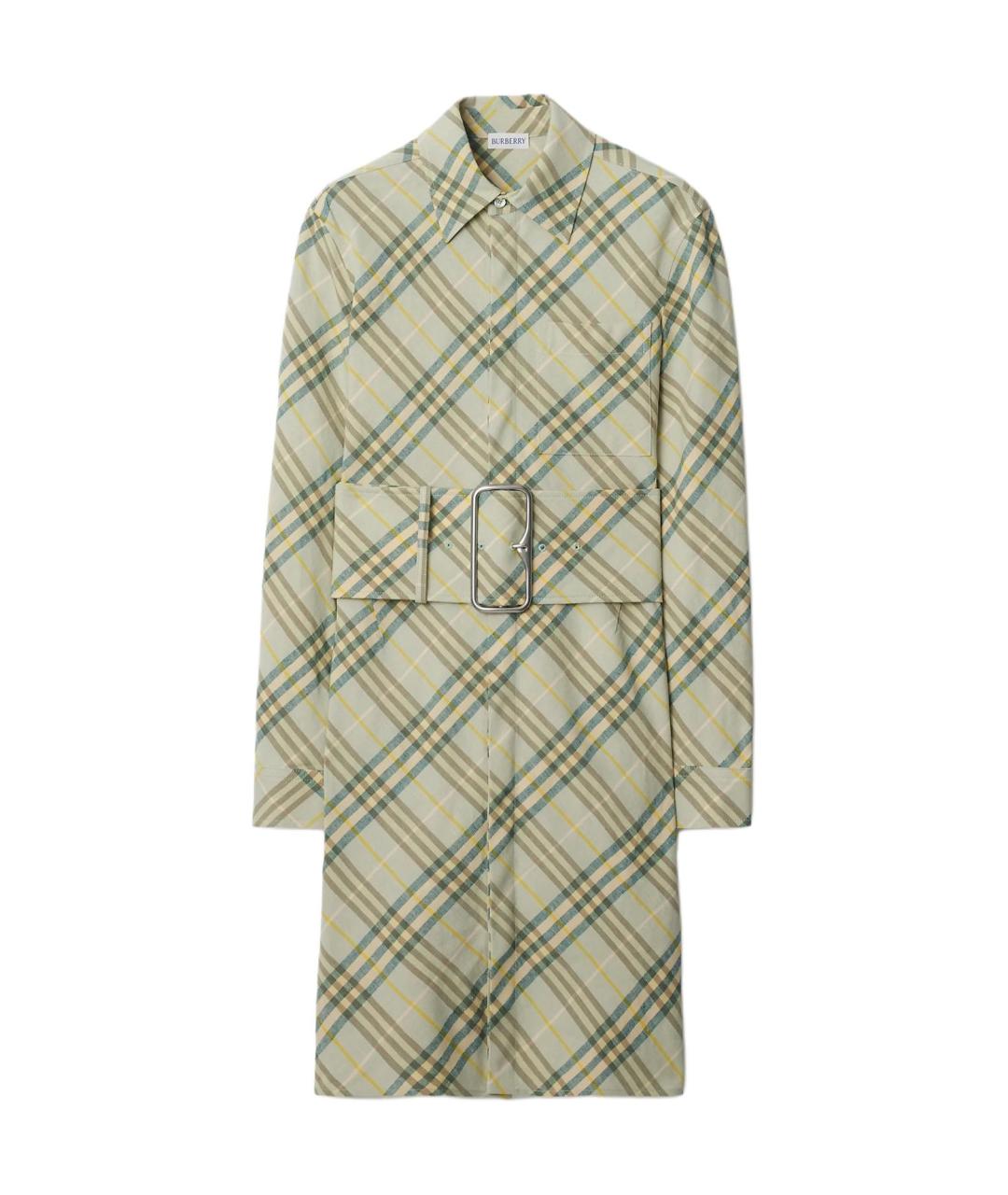BURBERRY Зеленое льняное повседневное платье, фото 1