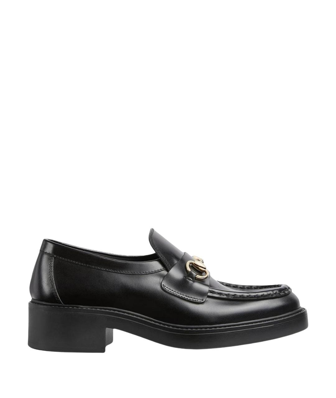 GUCCI Черные кожаные лоферы, фото 1