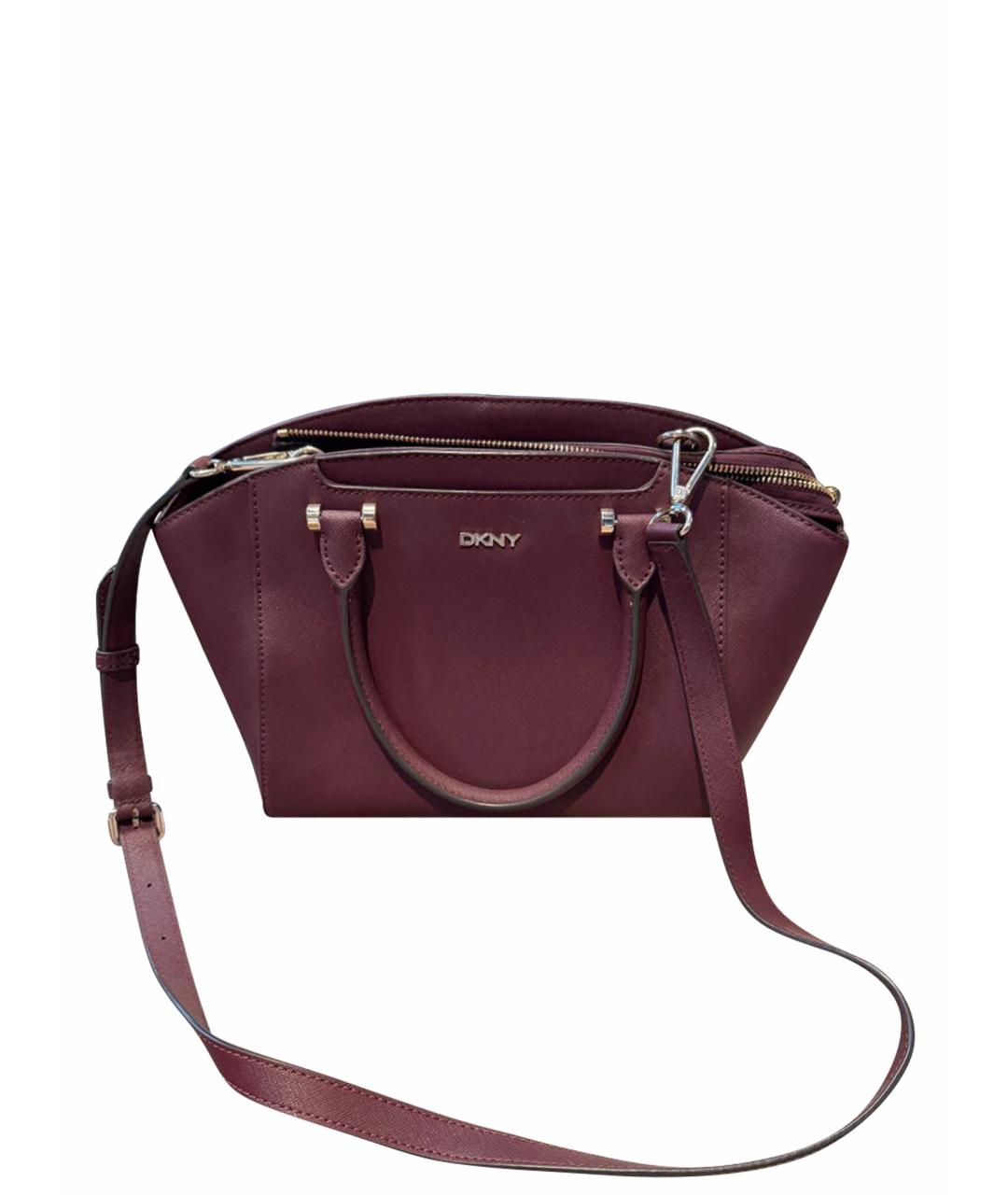 DKNY Бордовая кожаная сумка с короткими ручками, фото 1