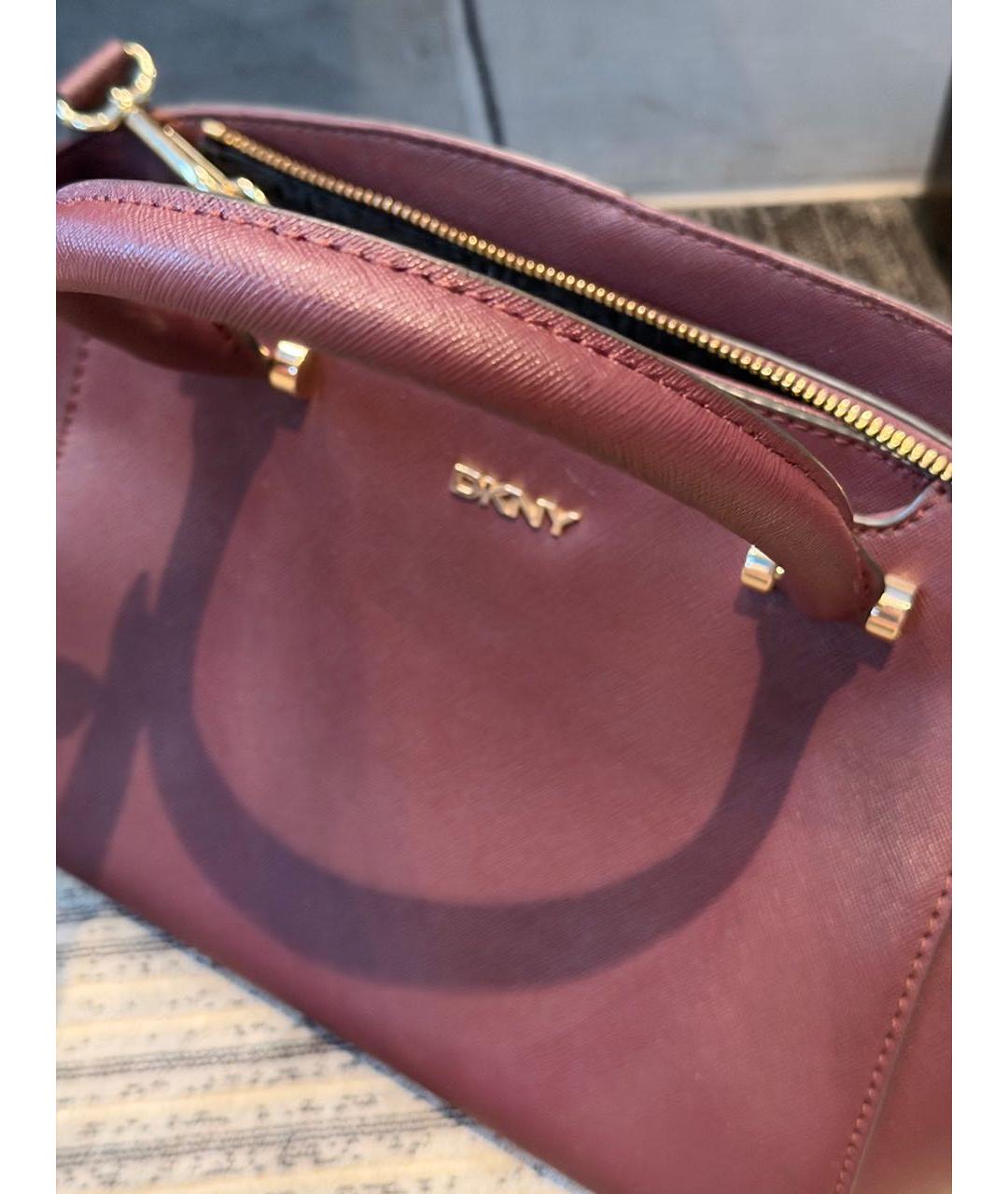 DKNY Бордовая кожаная сумка с короткими ручками, фото 2