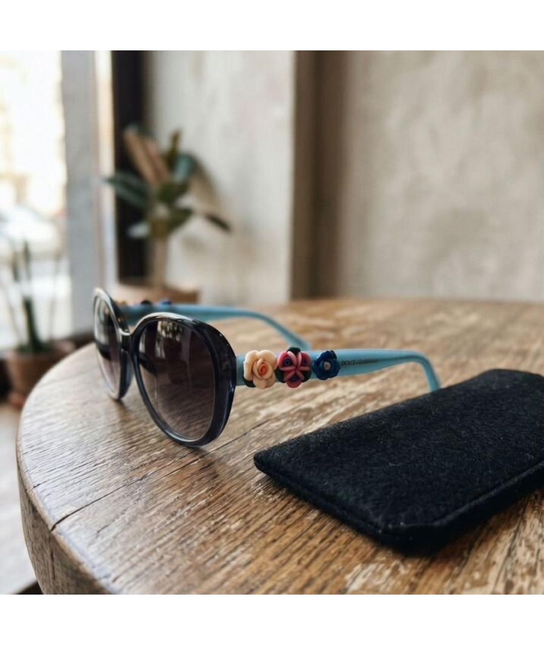 DOLCE&GABBANA Синие пластиковые солнцезащитные очки, фото 2