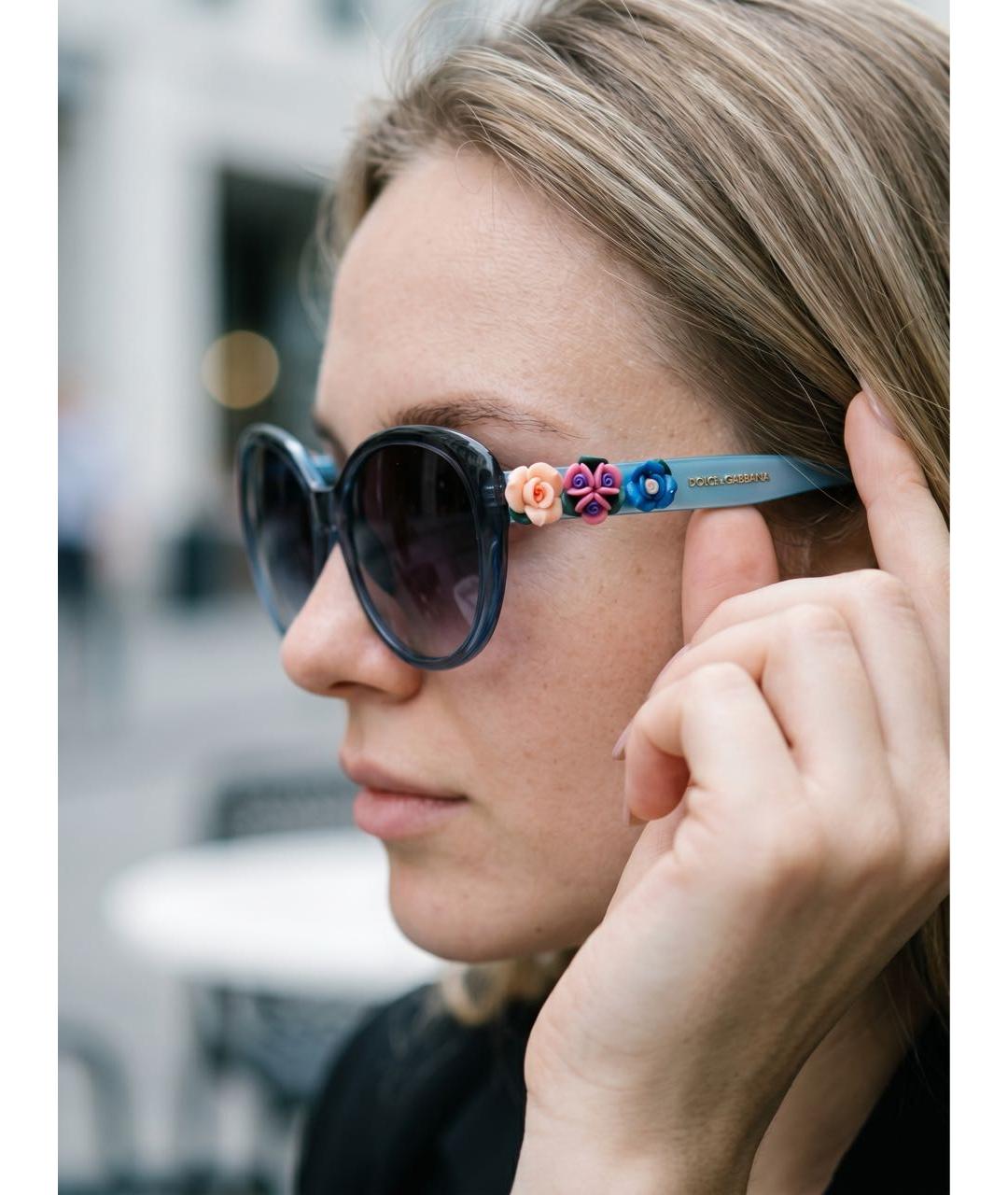 DOLCE&GABBANA Синие пластиковые солнцезащитные очки, фото 5