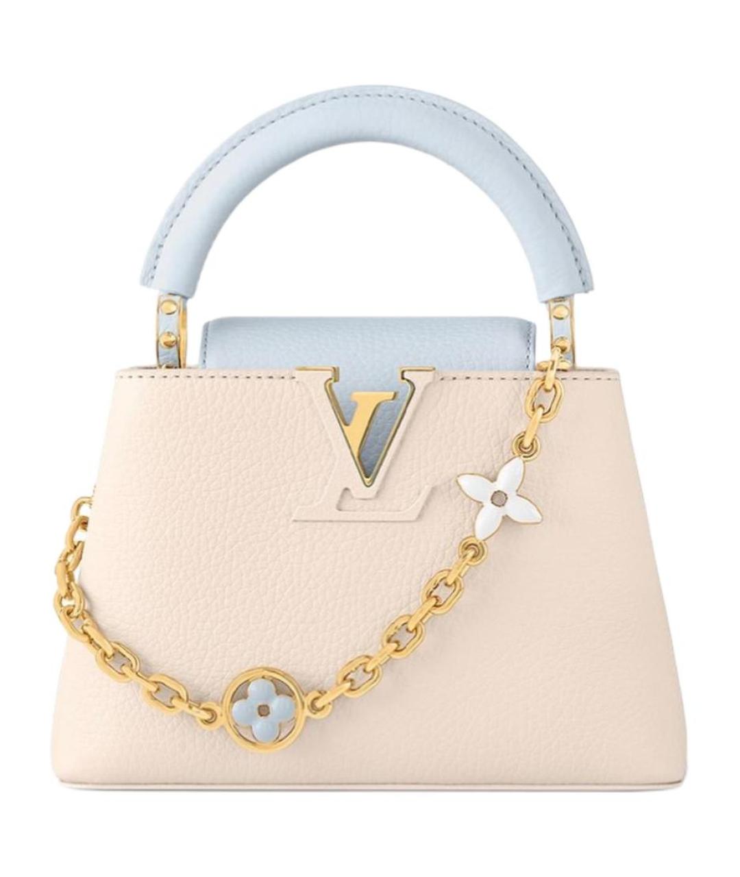 LOUIS VUITTON Бежевая кожаная сумка с короткими ручками, фото 1