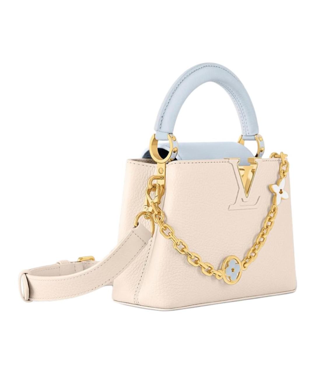 LOUIS VUITTON Бежевая кожаная сумка с короткими ручками, фото 2