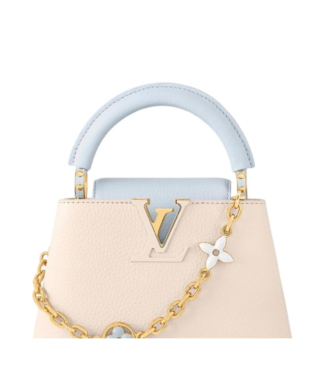 LOUIS VUITTON Бежевая кожаная сумка с короткими ручками, фото 4
