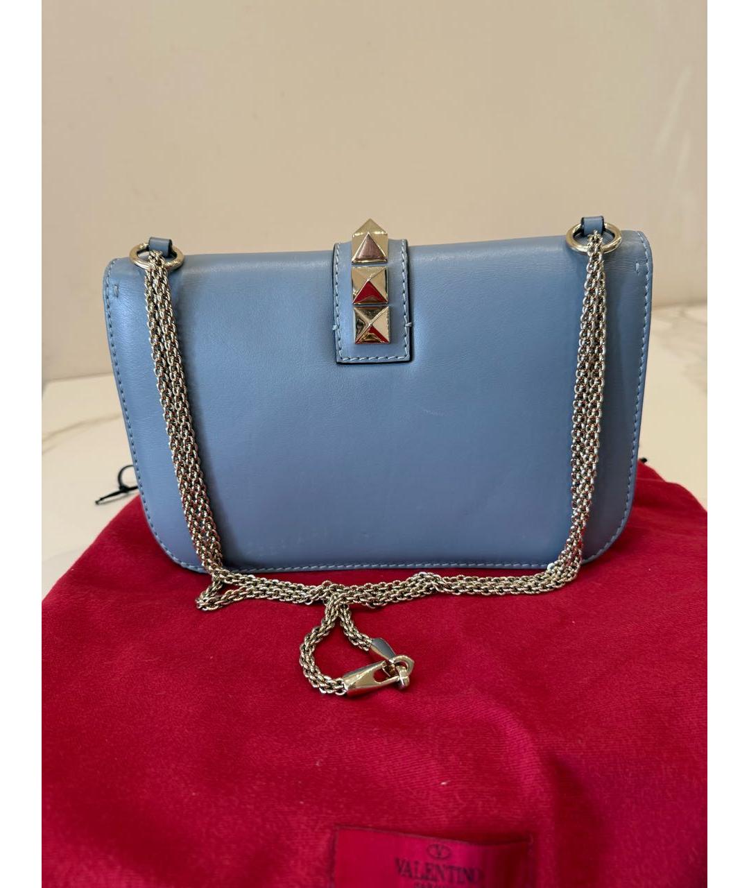 VALENTINO Голубая кожаная сумка через плечо, фото 3
