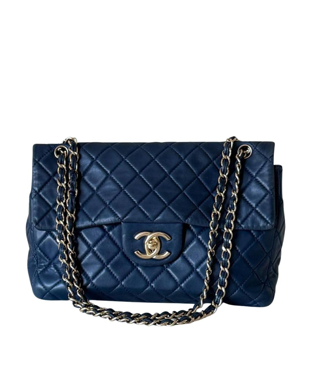 CHANEL Темно-синяя кожаная сумка через плечо, фото 1