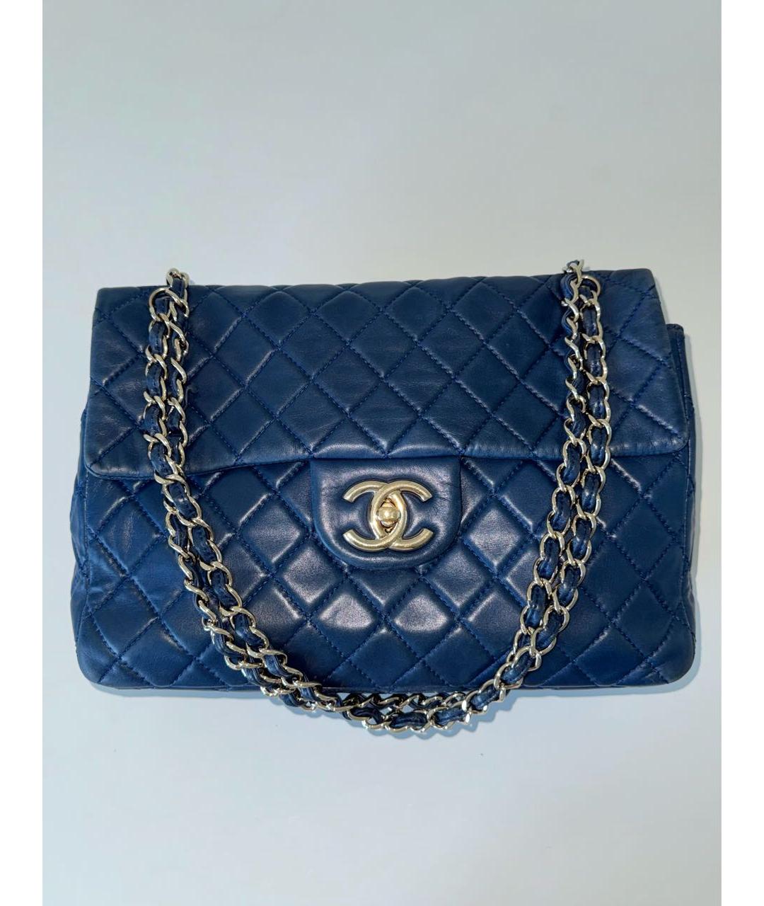 CHANEL Темно-синяя кожаная сумка через плечо, фото 4