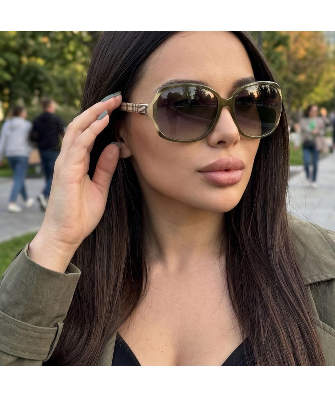 BURBERRY Горчичные пластиковые солнцезащитные очки, фото 5