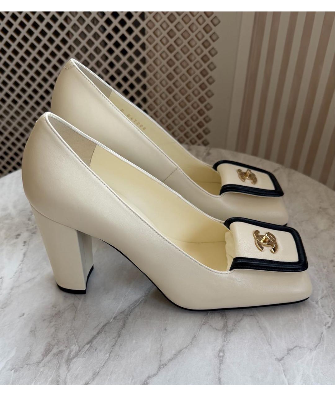CHANEL Белые кожаные туфли, фото 2