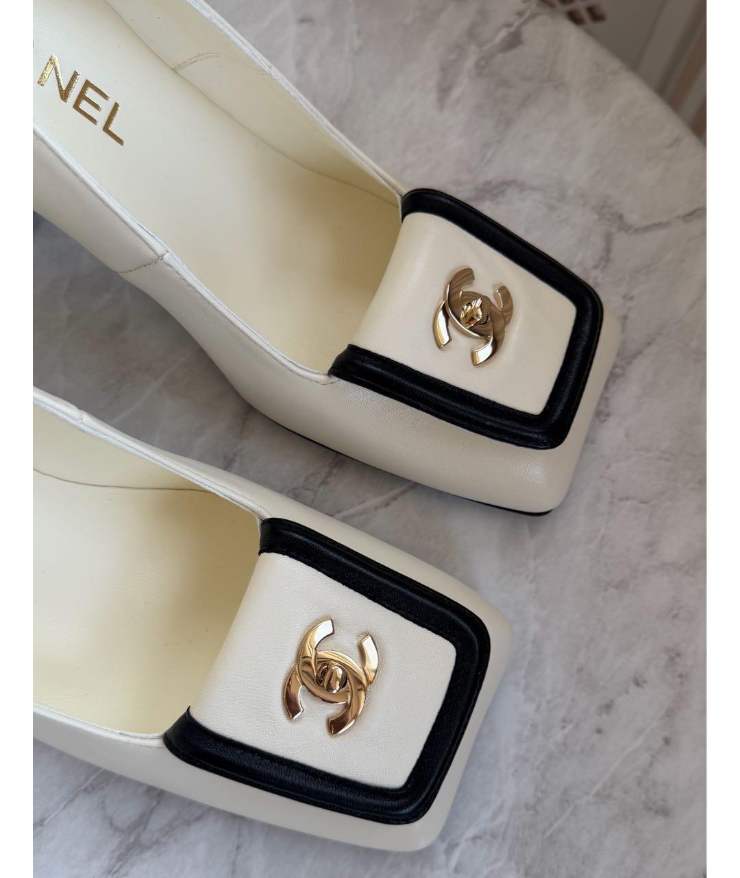CHANEL Белые кожаные туфли, фото 3