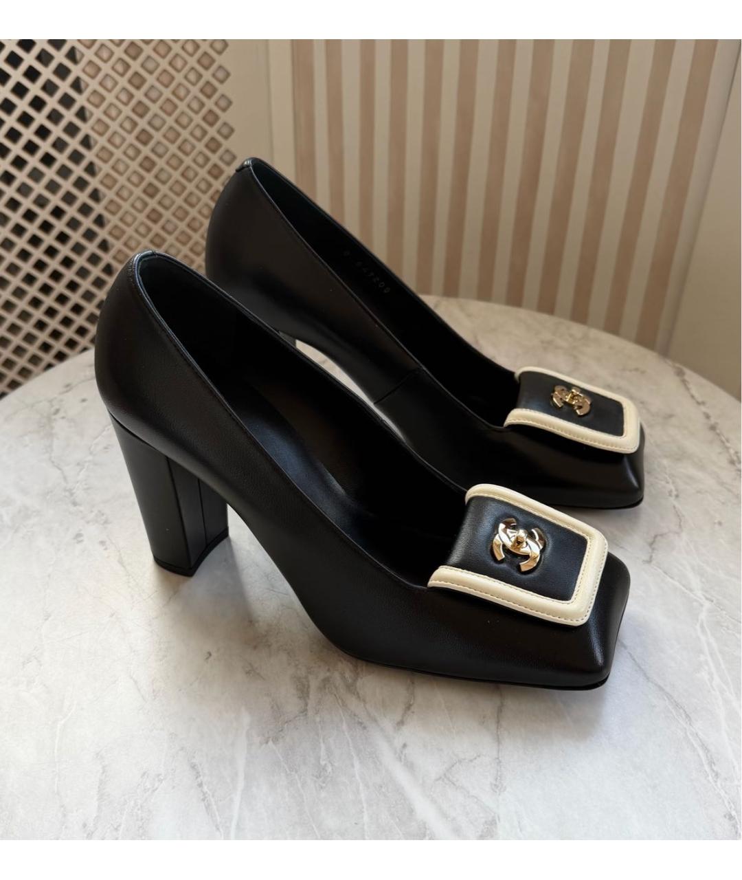 CHANEL Черные кожаные туфли, фото 2