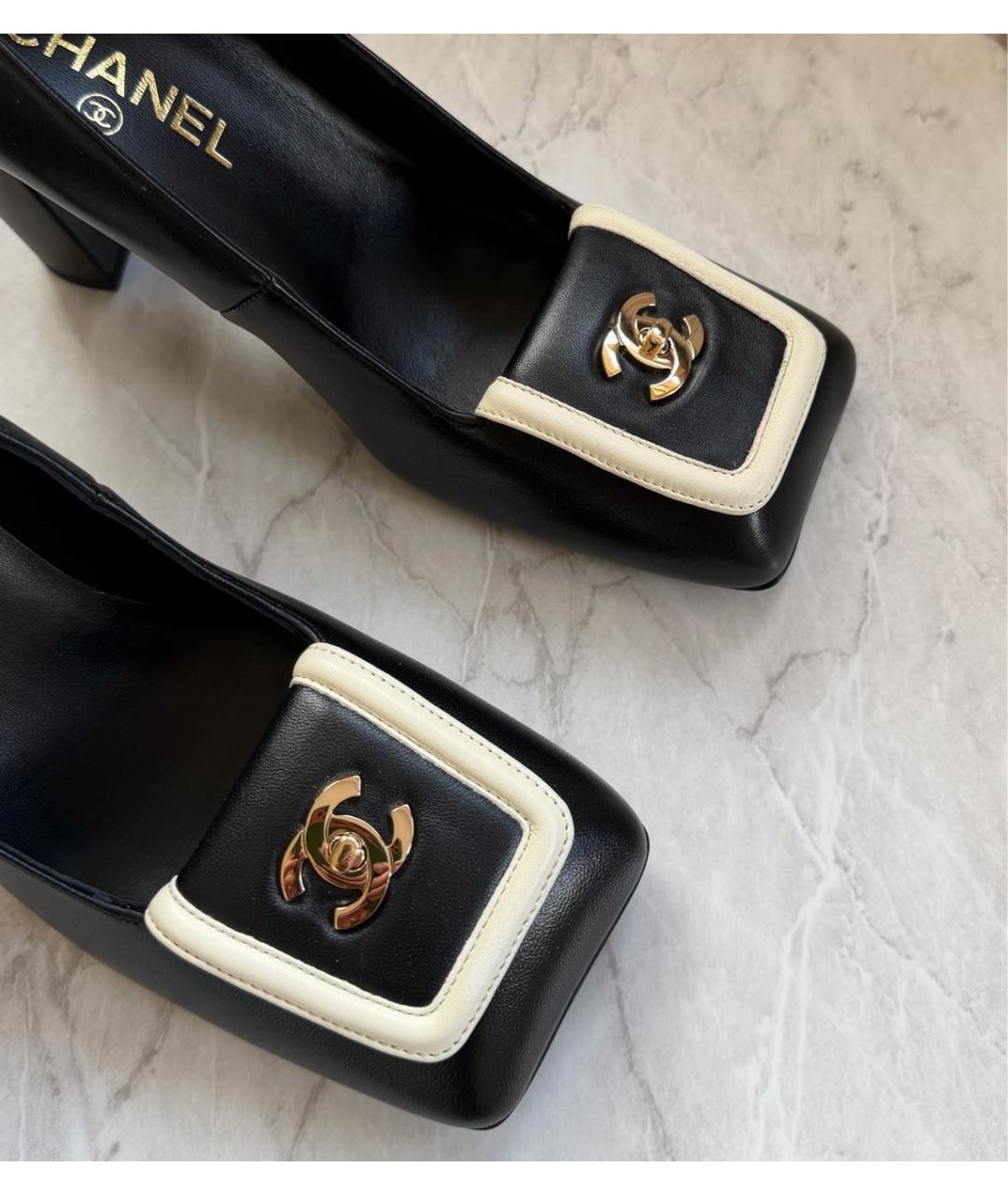 CHANEL Черные кожаные туфли, фото 3