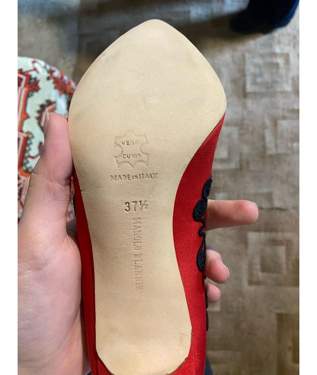 MANOLO BLAHNIK Красные текстильные туфли, фото 2