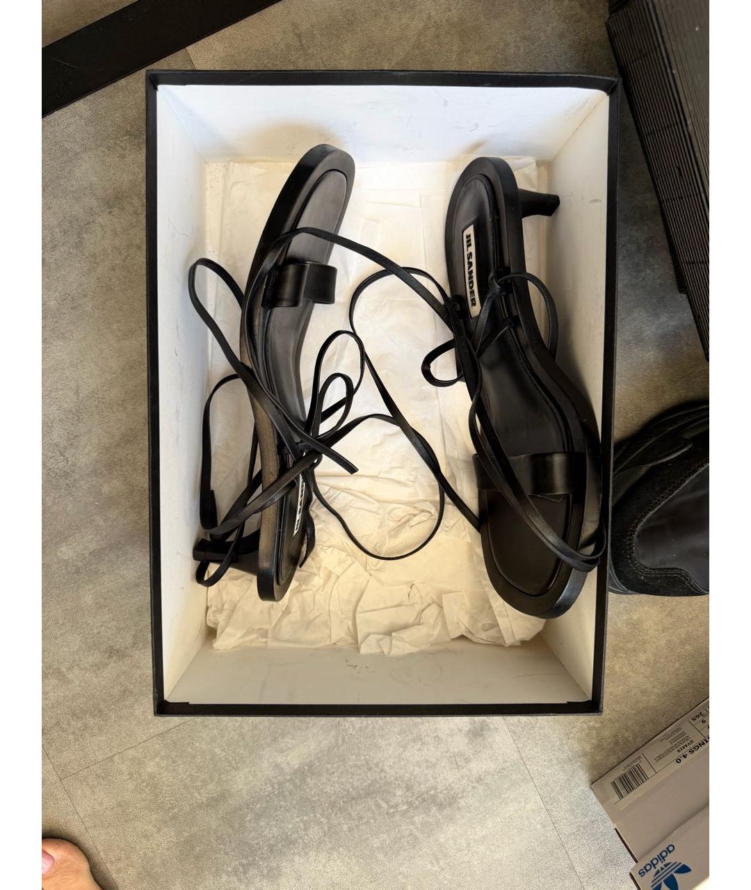 JIL SANDER Черные кожаные босоножки, фото 8