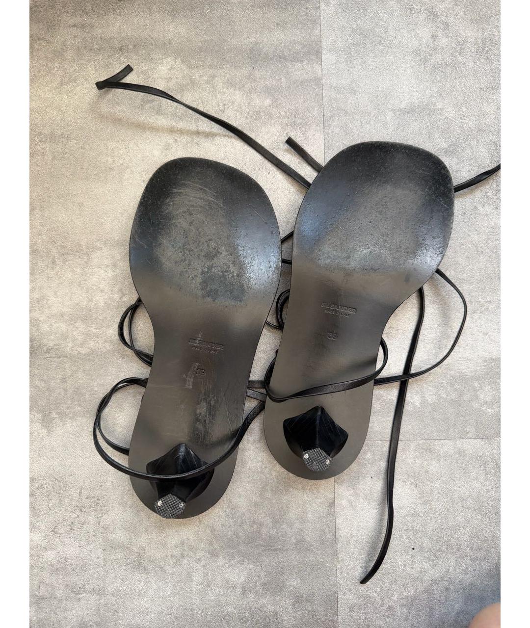 JIL SANDER Черные кожаные босоножки, фото 5