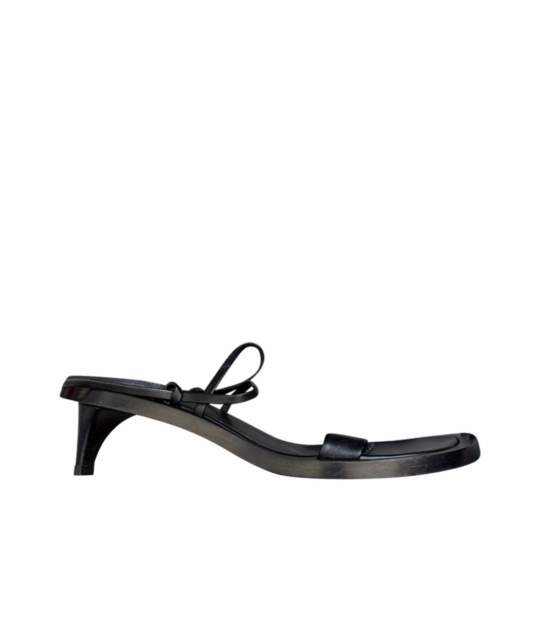 JIL SANDER Черные кожаные босоножки, фото 1
