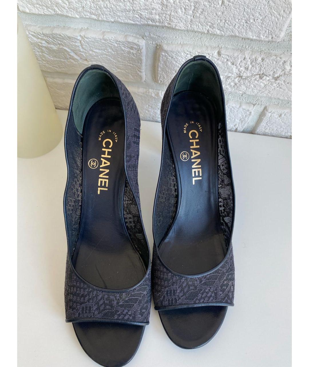 CHANEL Черные текстильные туфли, фото 4