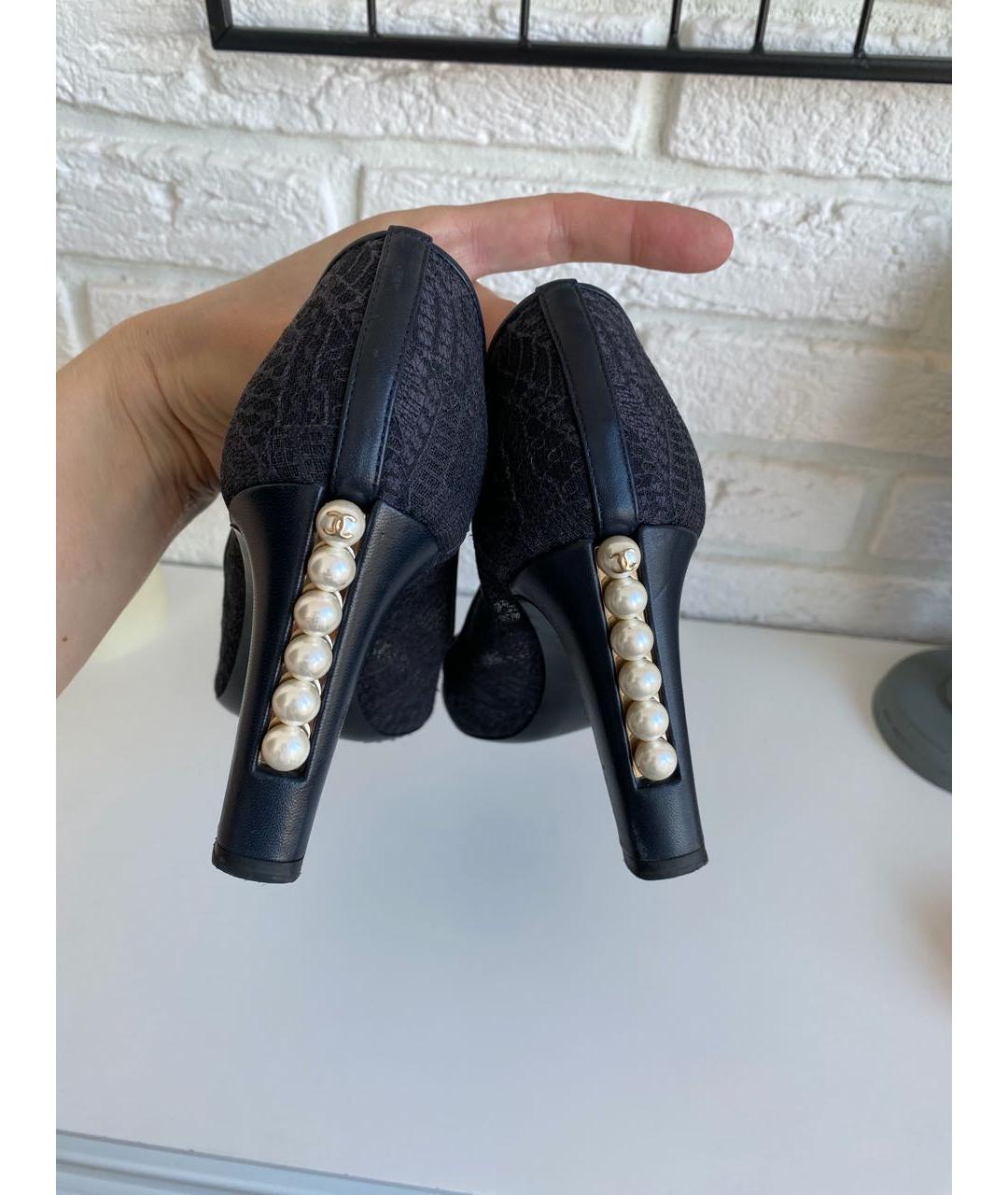 CHANEL Черные текстильные туфли, фото 2