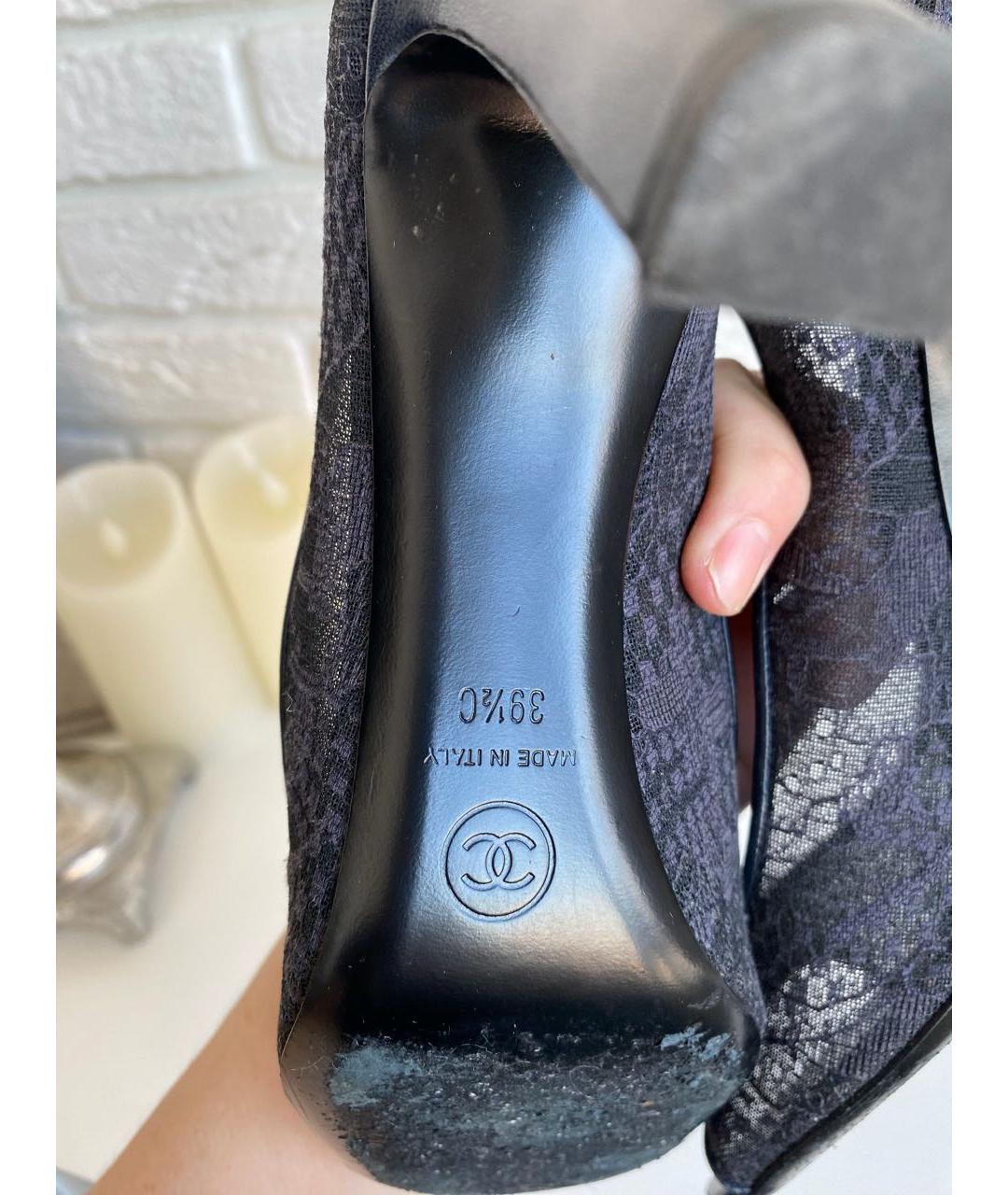 CHANEL Черные текстильные туфли, фото 7