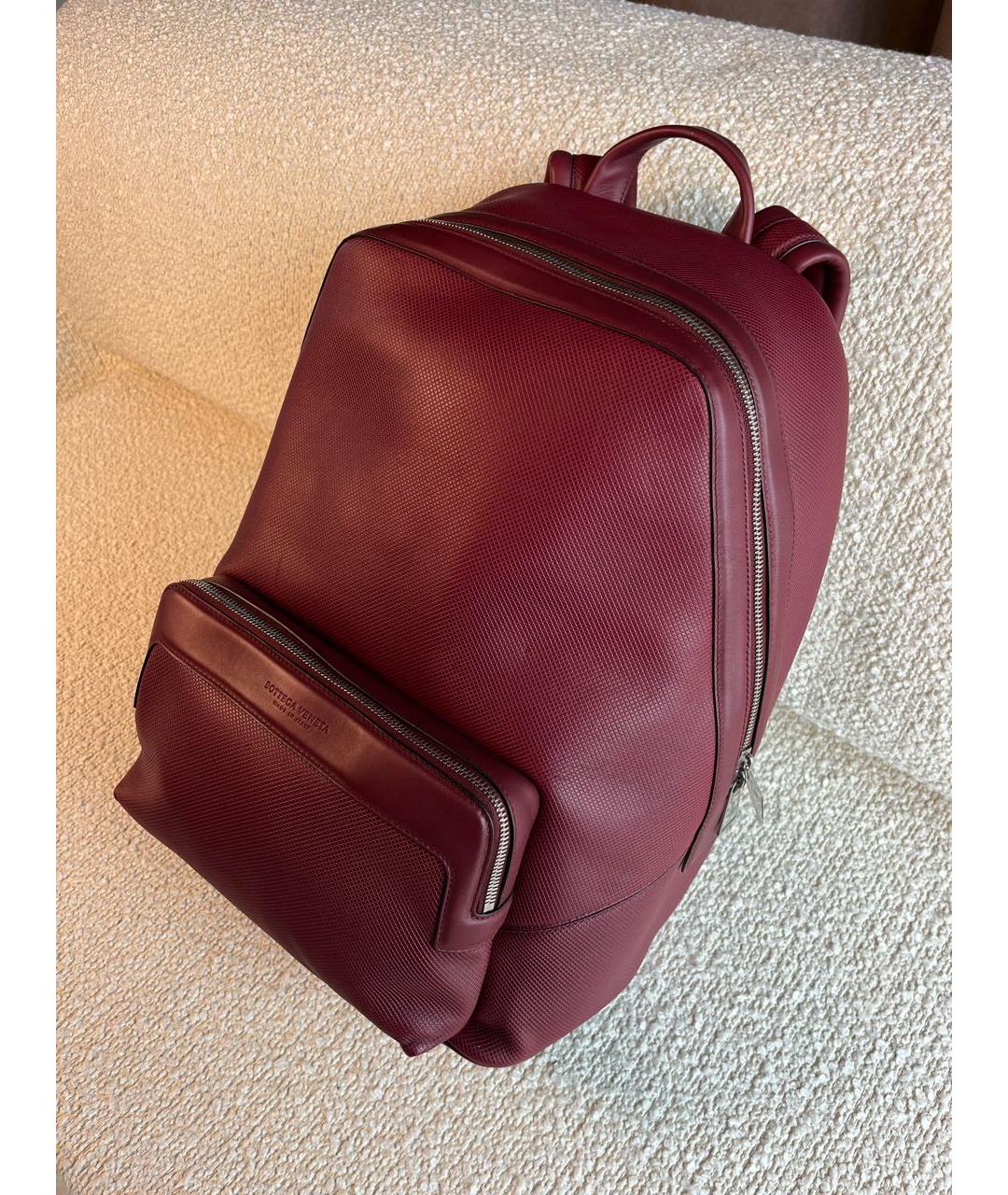 BOTTEGA VENETA Бордовый кожаный рюкзак, фото 5