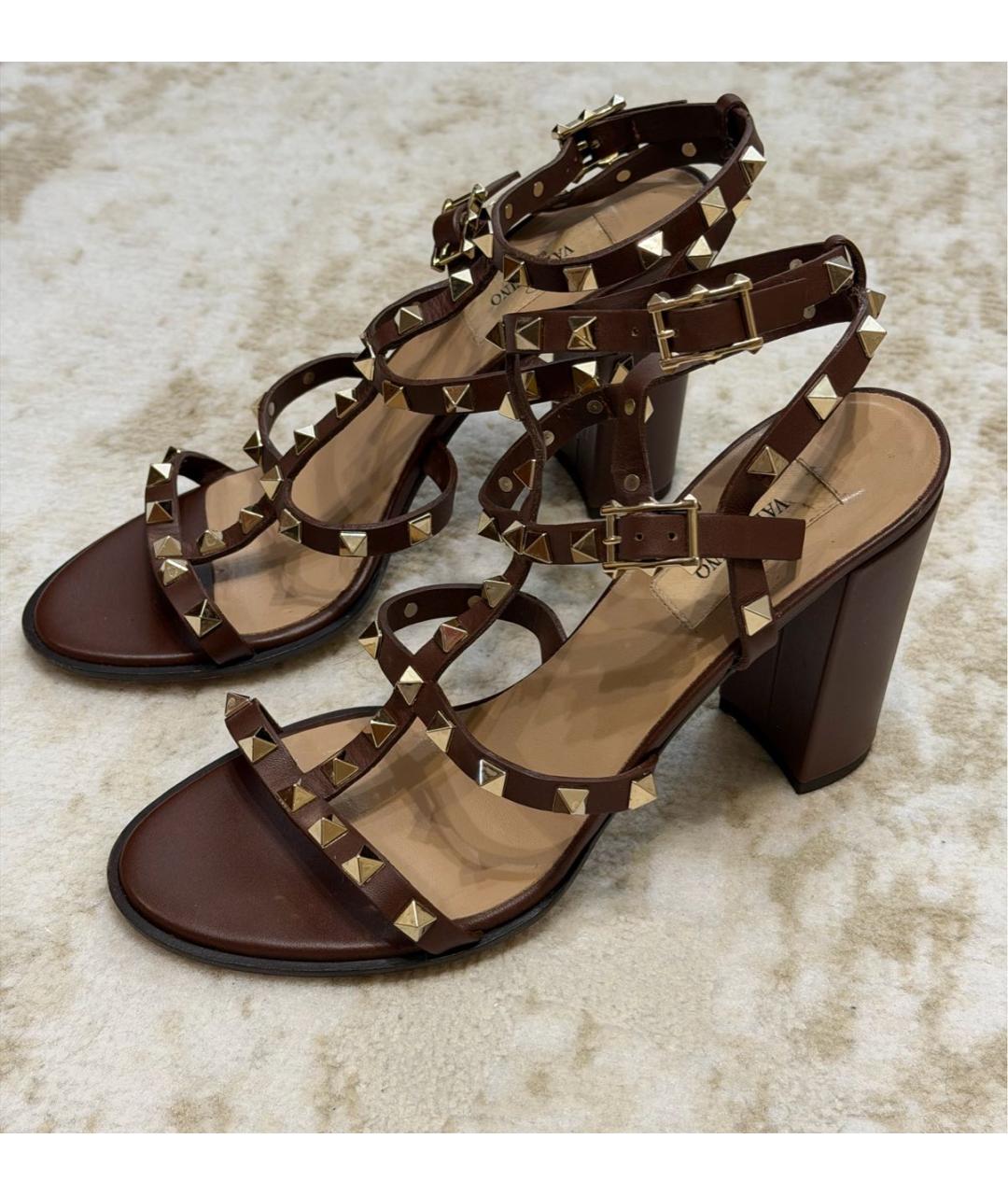 VALENTINO Коричневые кожаные босоножки, фото 7
