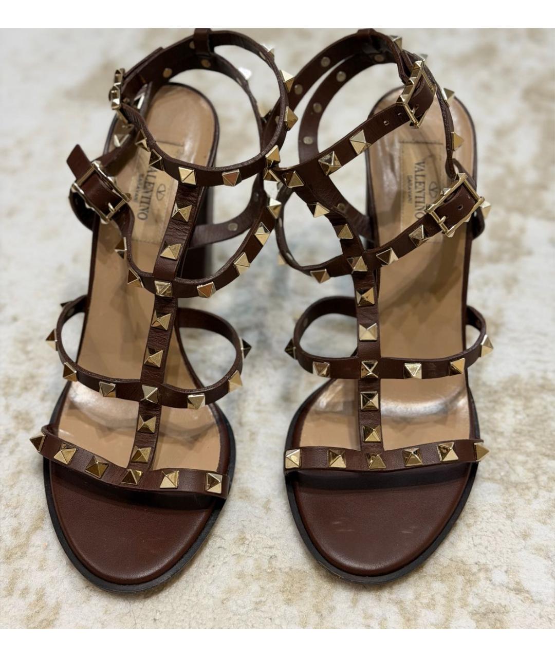 VALENTINO Коричневые кожаные босоножки, фото 2