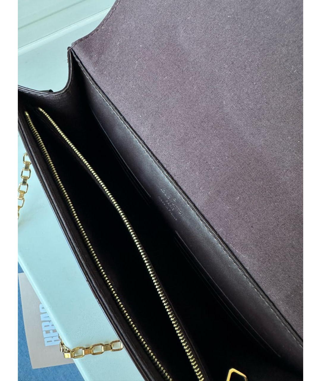 LOUIS VUITTON Бордовая сумка через плечо из лакированной кожи, фото 6