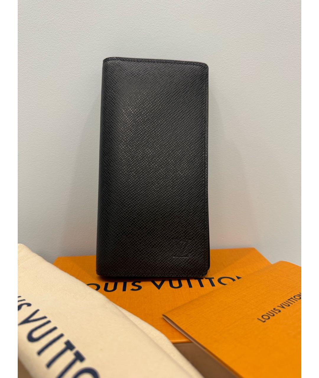 LOUIS VUITTON Черный кожаный кошелек, фото 9