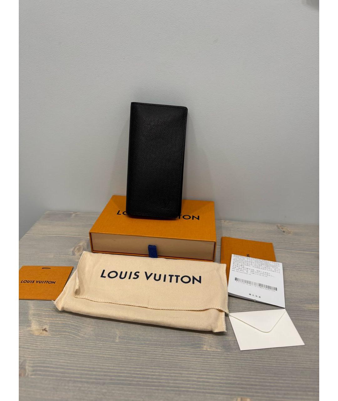 LOUIS VUITTON Черный кожаный кошелек, фото 3