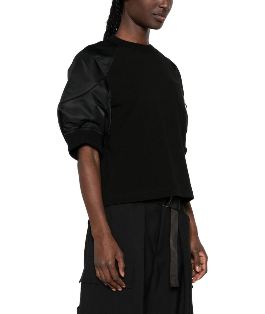 SACAI Черная хлопковая футболка, фото 4