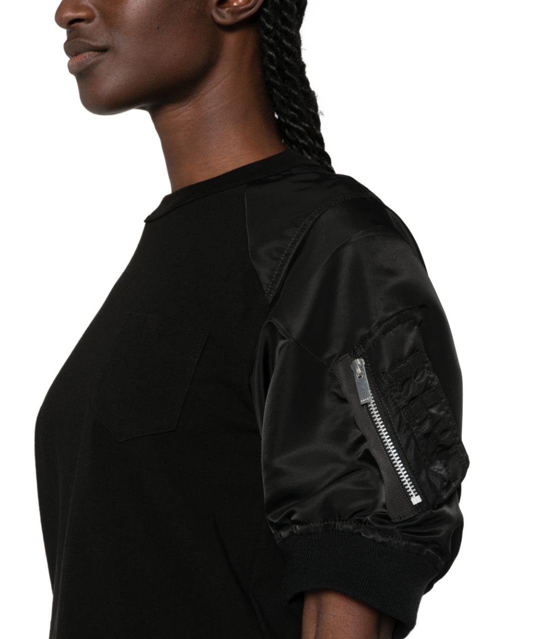 SACAI Черная хлопковая футболка, фото 2