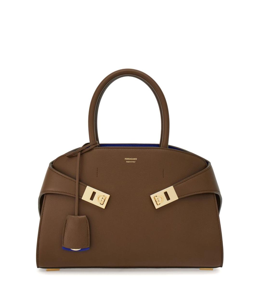 FERRAGAMO Коричневая кожаная сумка через плечо, фото 1
