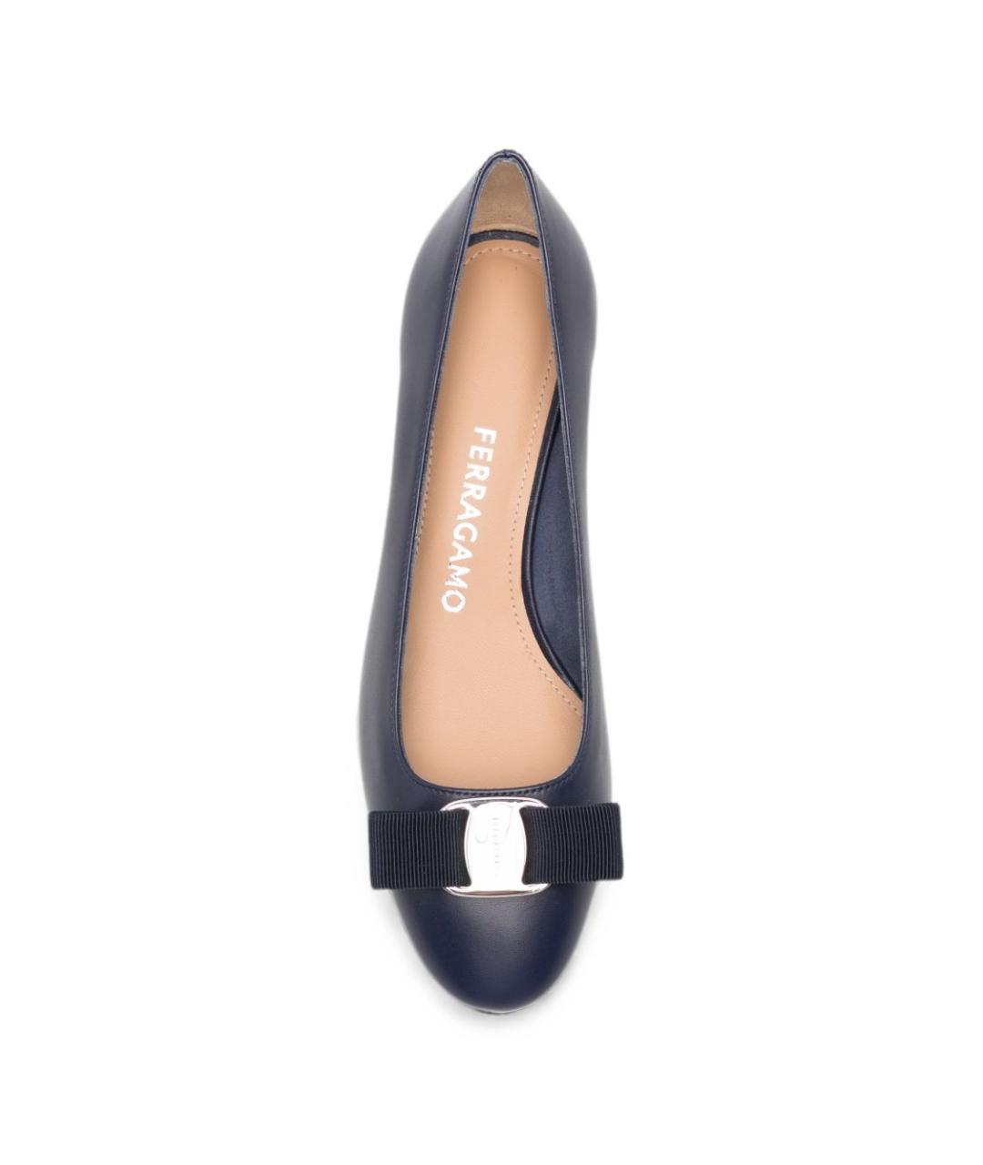 FERRAGAMO Синие кожаные туфли, фото 4