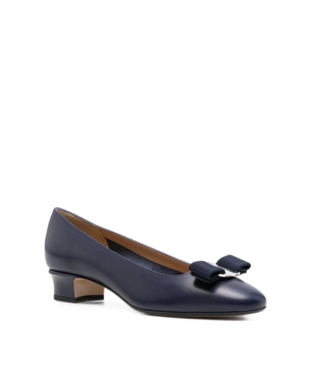FERRAGAMO Синие кожаные туфли, фото 3