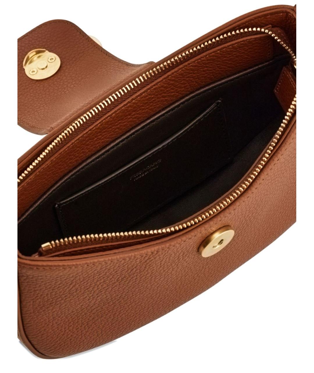 FERRAGAMO Коричневая кожаная сумка через плечо, фото 3