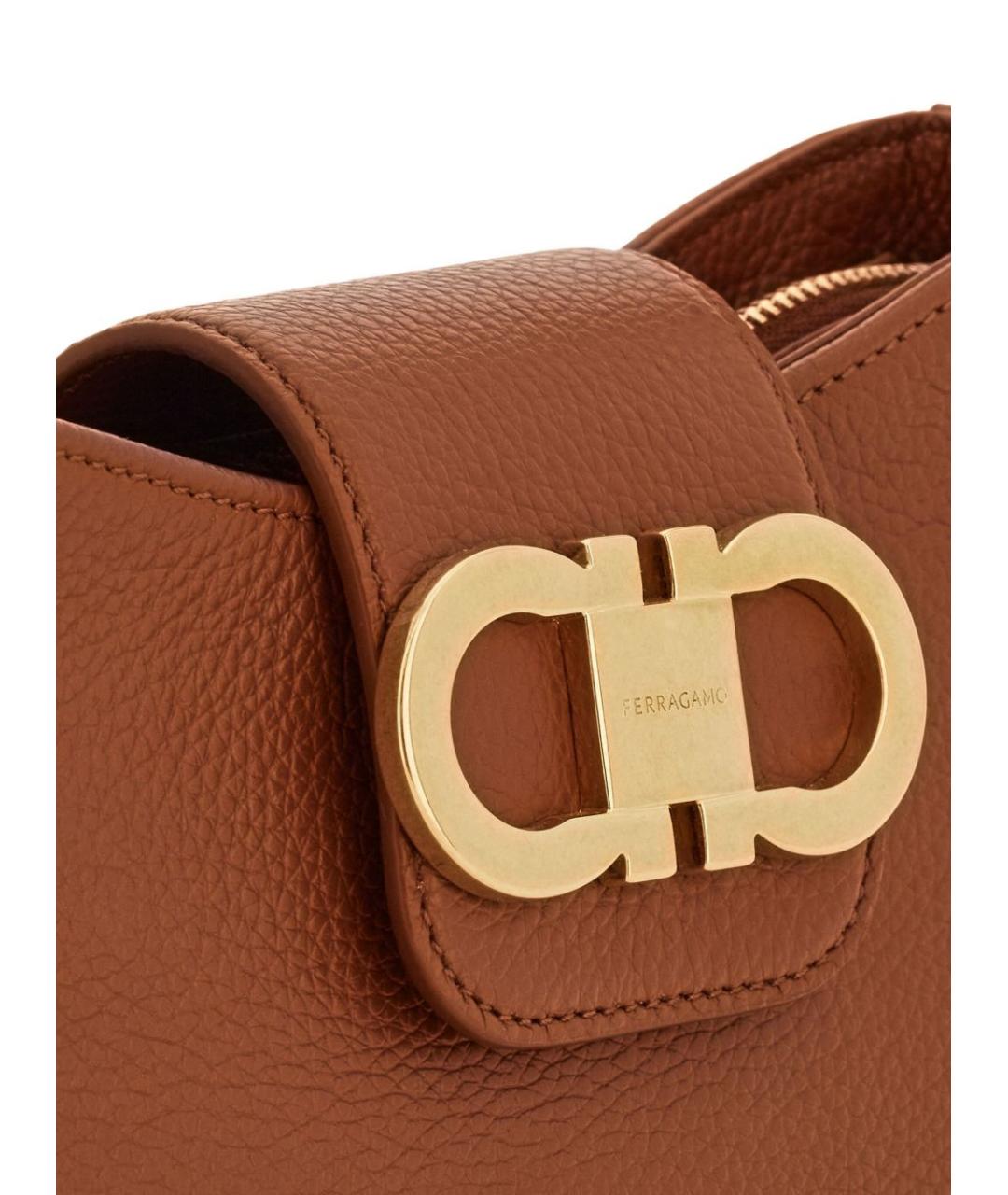 FERRAGAMO Коричневая кожаная сумка через плечо, фото 2