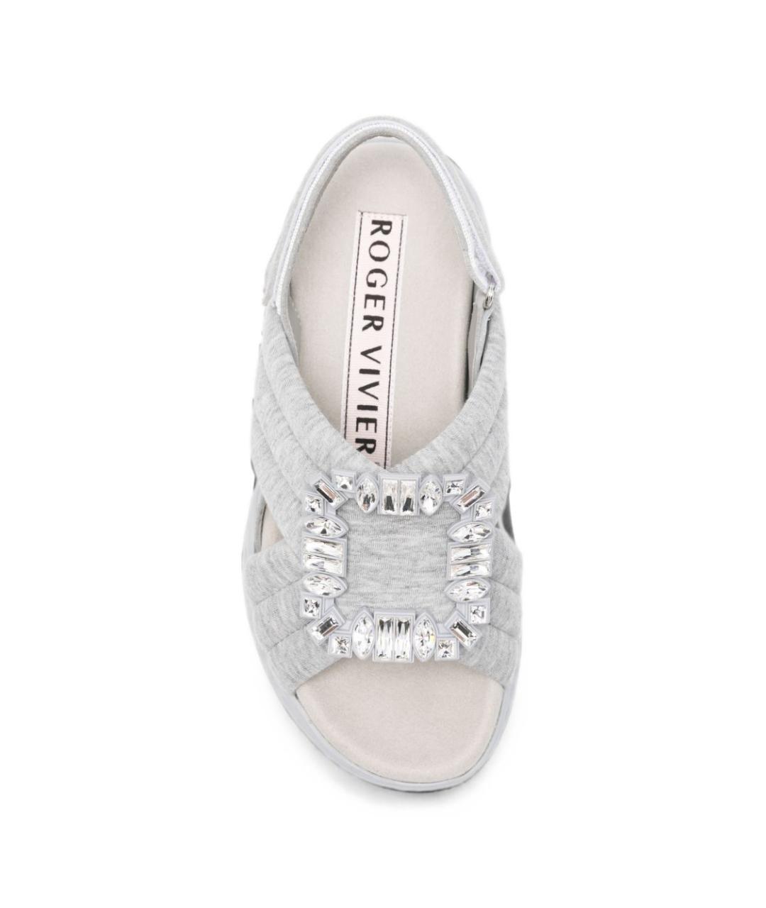 ROGER VIVIER Серые текстильные босоножки, фото 3